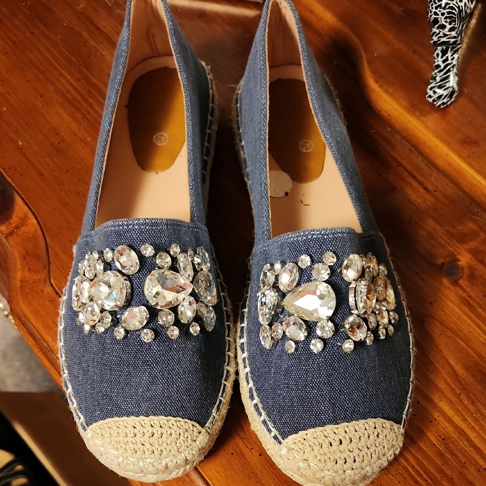 Embellished Denim Espadrilles
